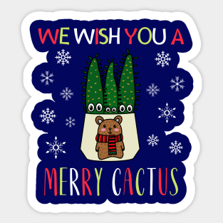 We Wish You A Merry Cactus - Eves Pin Cacti In Christmas Bear Pot Sticker